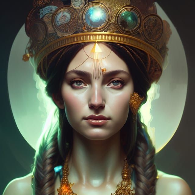 Goddess Fortune Teller Portrait in Photorealistic Style