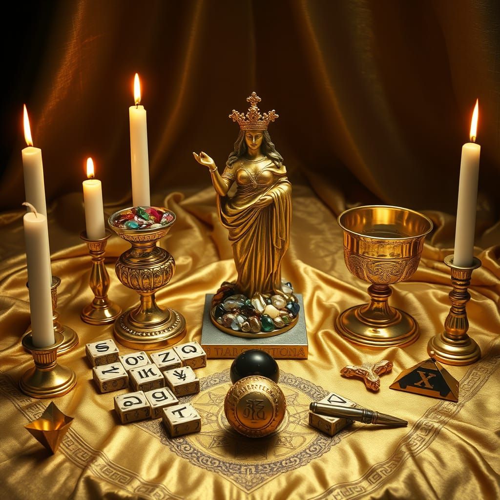 Goddess of Fortune Altar in Luxurious Gold