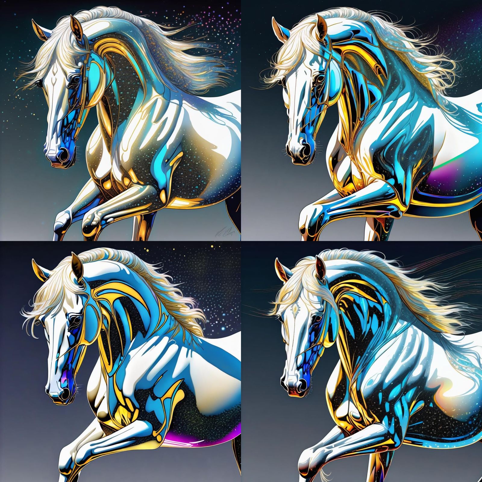 Crystal Horse with Glowing Light in Hyperdetailed Style