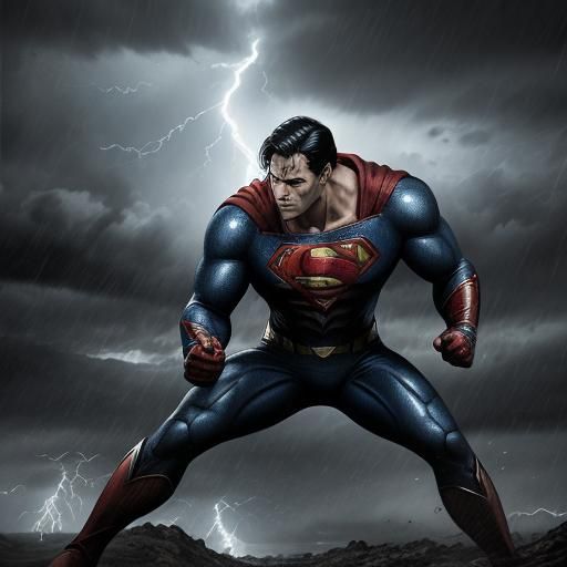 Superman in Wasteland: Epic Charcoal Superhero Art