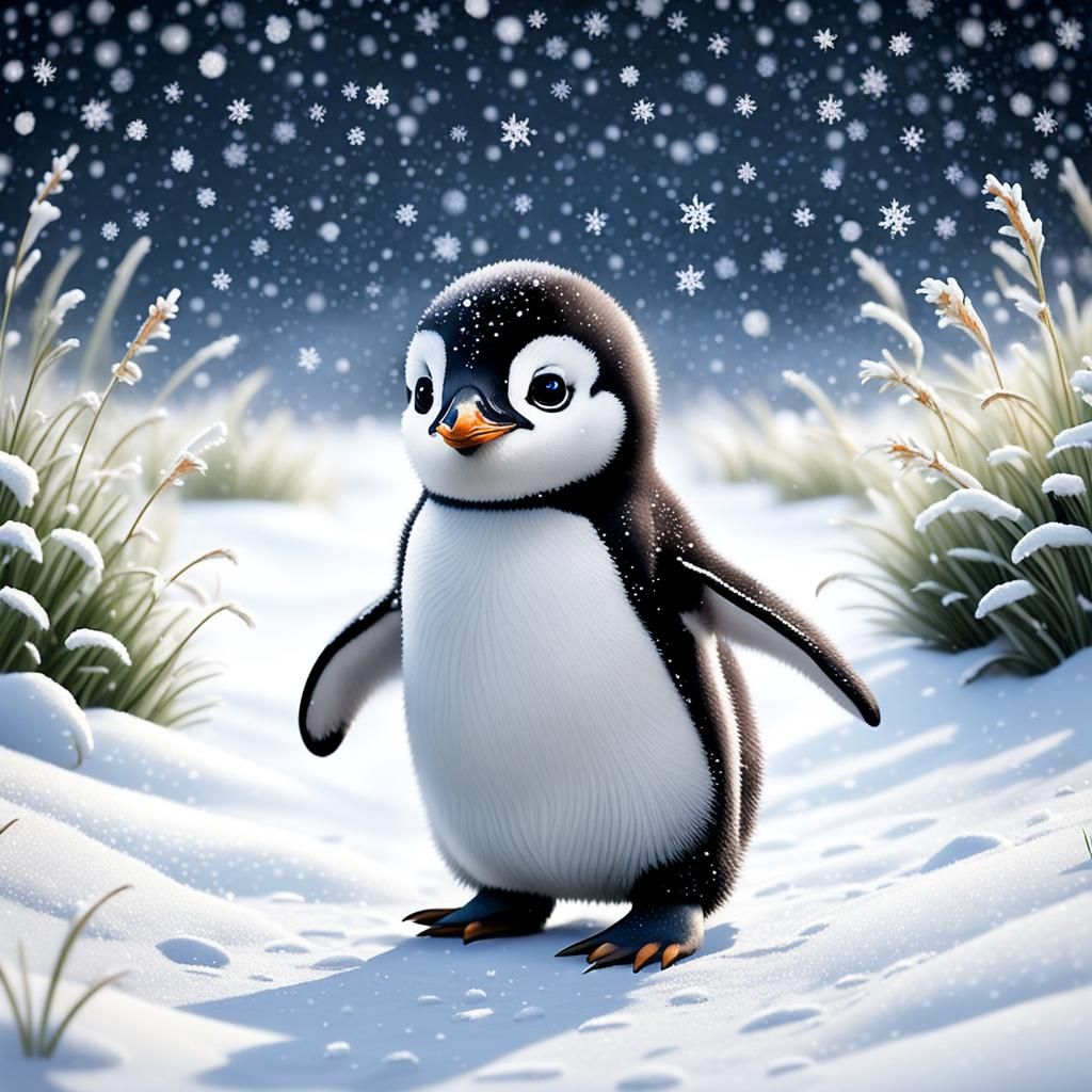 Baby Penguin's Winter Frolic