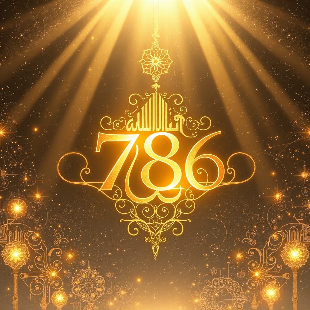 Golden Arabic Calligraphy in Celestial Islamic Art