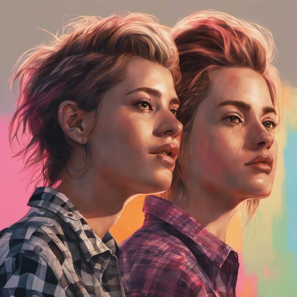 Hyperrealistic Lesbian Girls in Splash Art Style