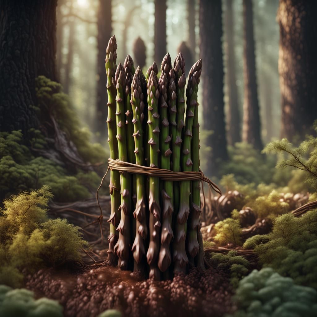 Chocolate Asparagus Growing in a Sweet Forest