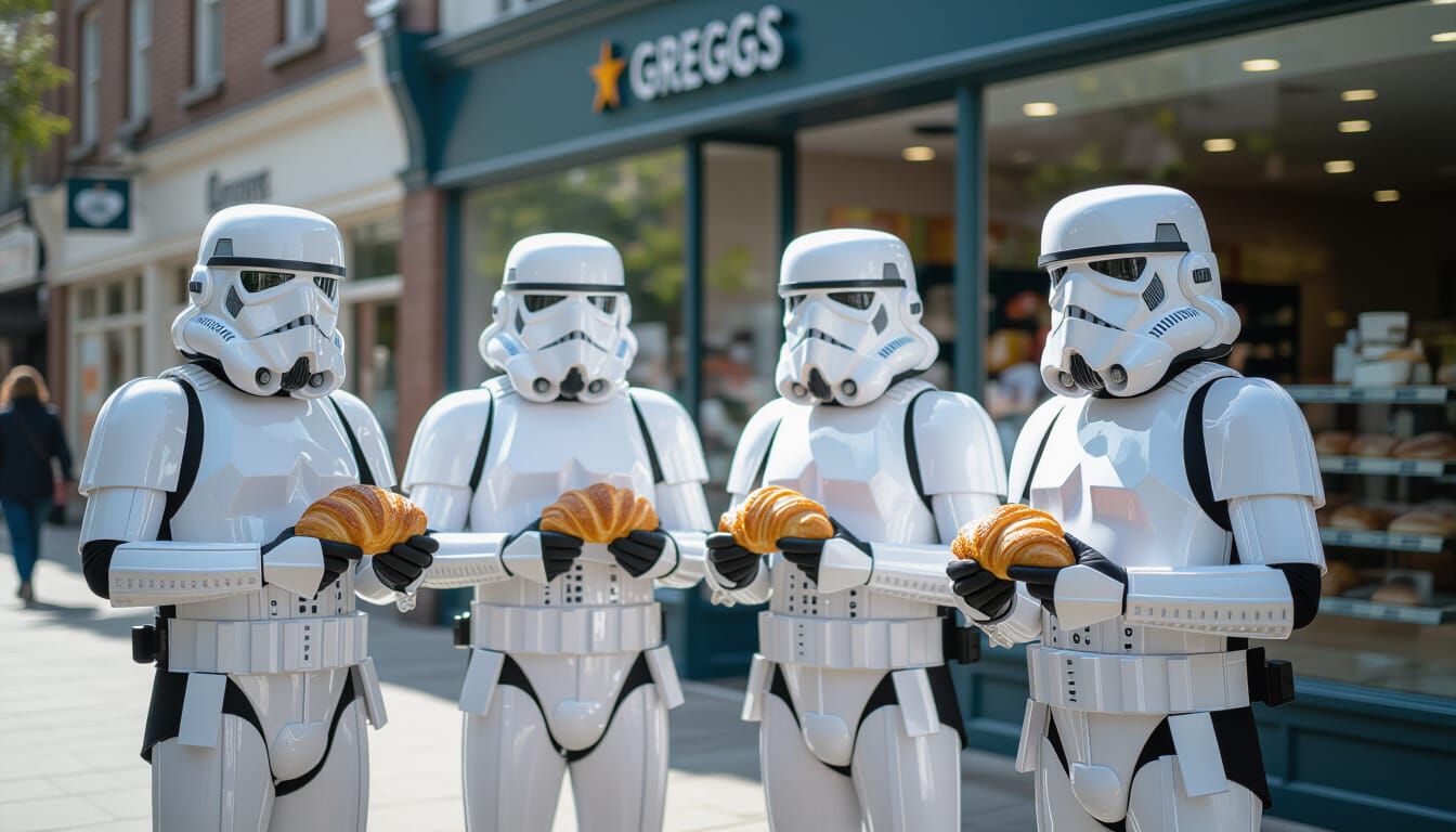 Star Wars Stormtroopers Enjoy Sausage Rolls at Greggs