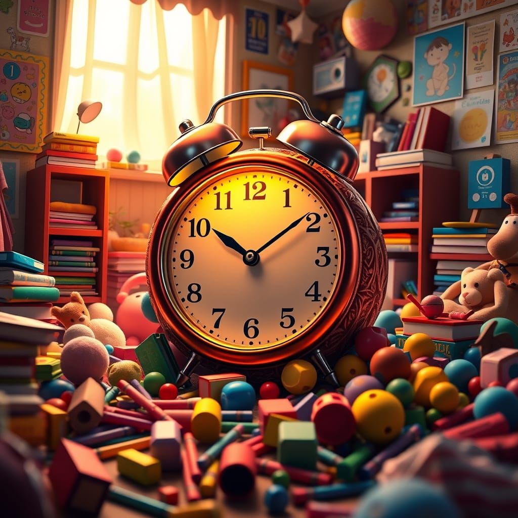 Vibrant Alarm Clock in a Whimsical, Colorful Kid's Room