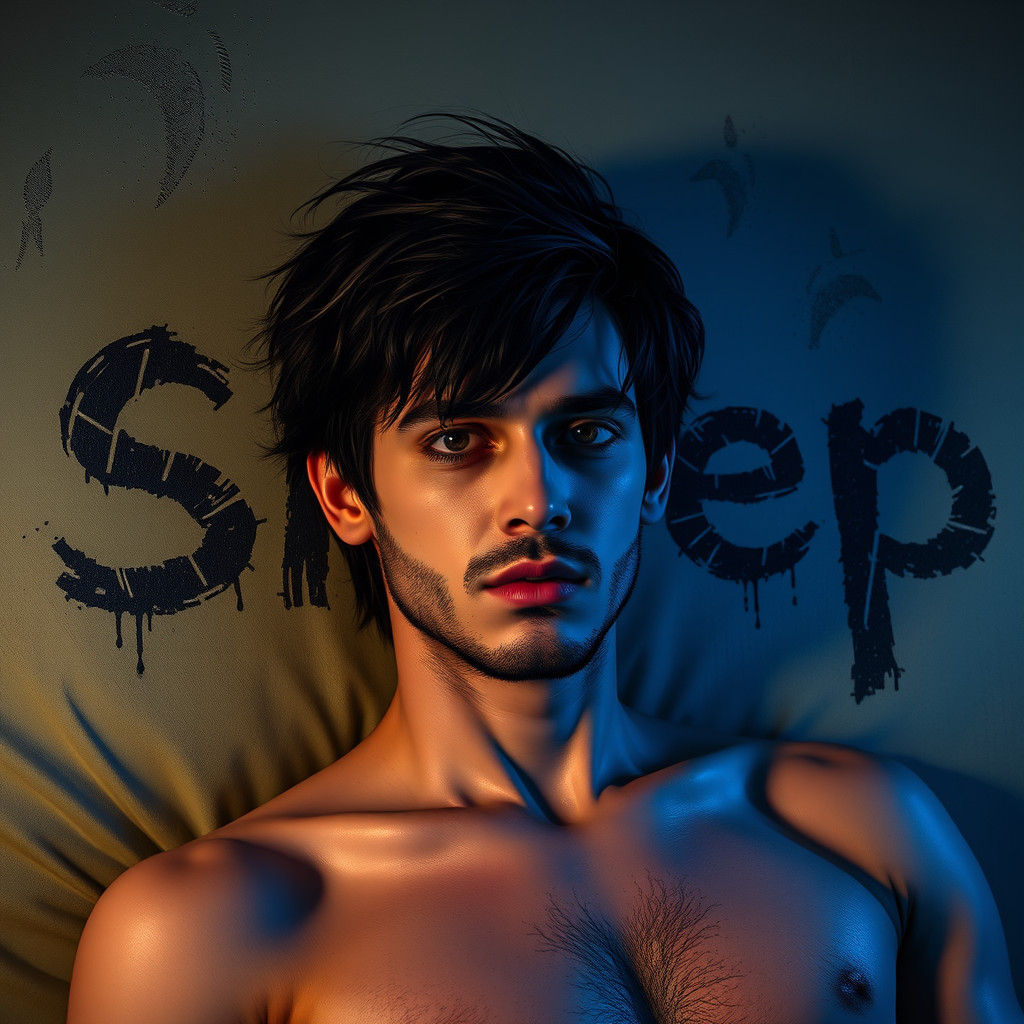 Sleepless Man with Scratched Word Art