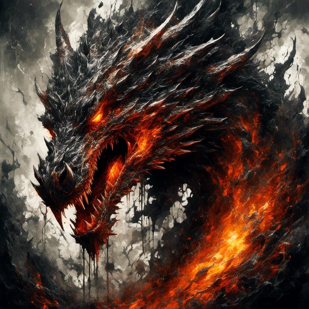 Fierce Fire-Breathing Dragon Demon in Graffiti Art