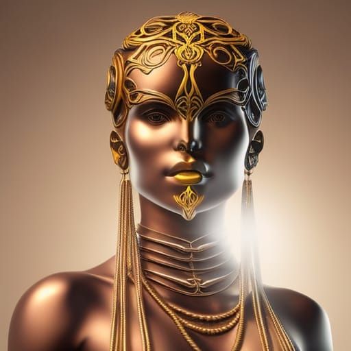 Ornate Precious Metal Skull with Jewelry Dreadlocks