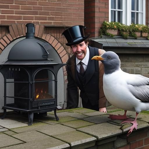 Chimney sweep surprised by 'rambunctious' seagull