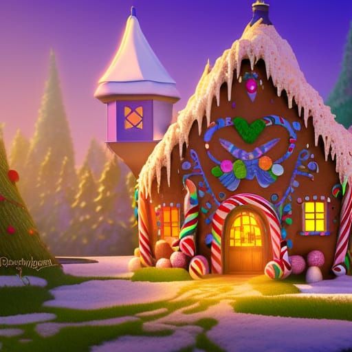 Whimsical Gingerbread House: 3D Digital Art