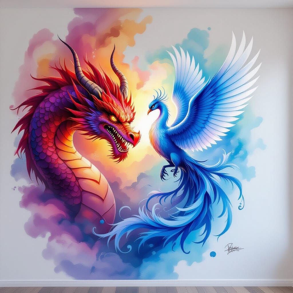 Dragon to Phoenix Transformation: Airbrushed Fantasy Art