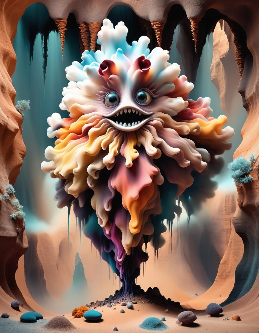 Fluffy Graffiti Character in Dreamlike 3D Sculptural Style