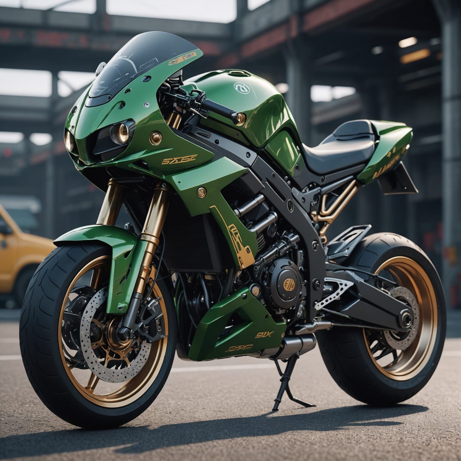 Futuristic ZX6R Motorbike Elephant in Sci-Fi Style