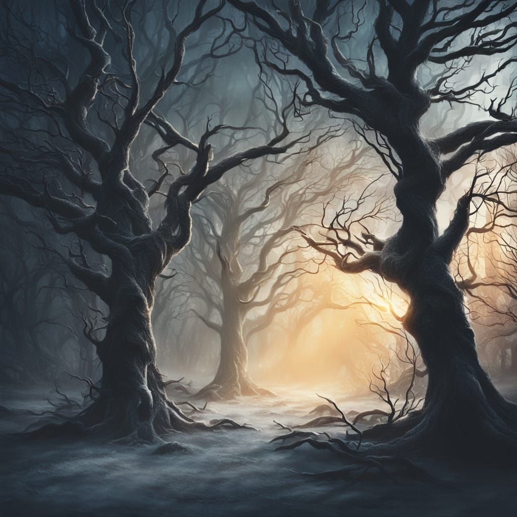 Ominous Dark Fantasy Winter Triangle Illustration