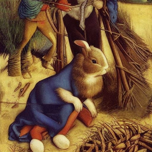 Rabbit Nurturing Horse Surreal Art