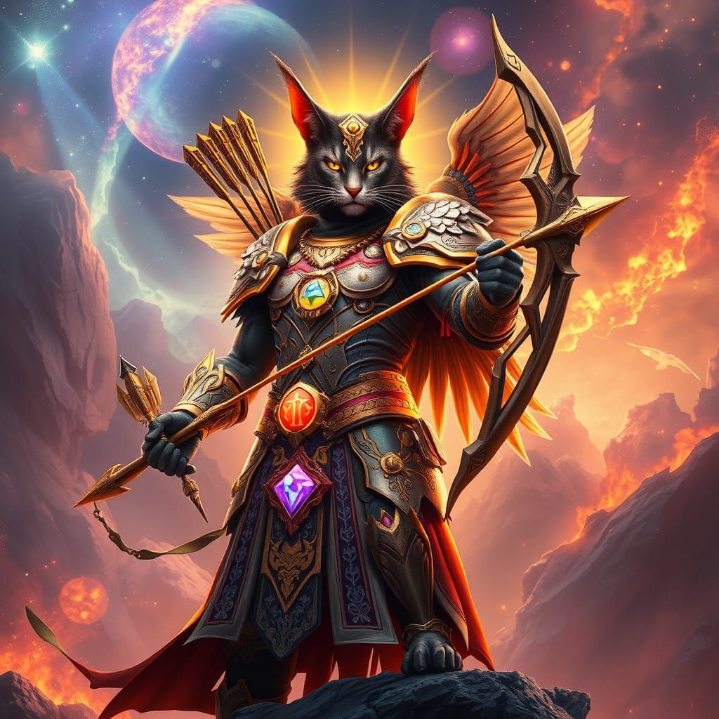 lyran  feline god warrior galactic standing armor lyran cosm...