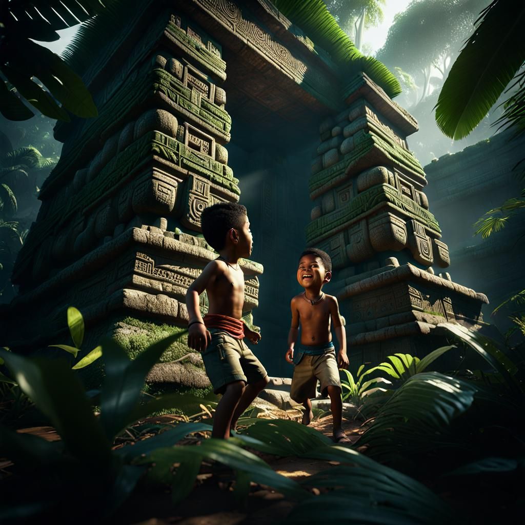 Brothers Play Hide and Seek in Mayan Ruins