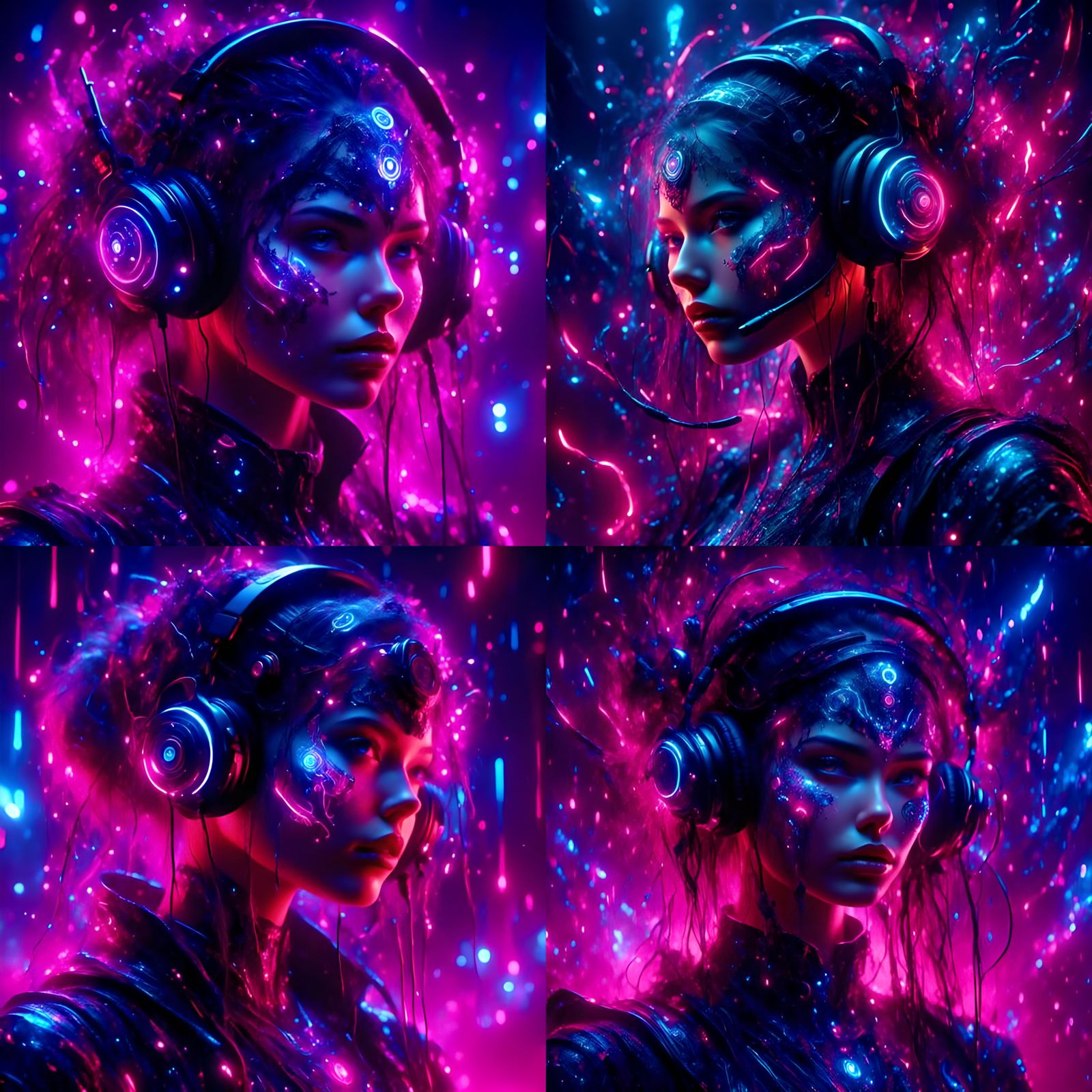 Cyborg DJ in Cyberpunk Aetherpunk Style