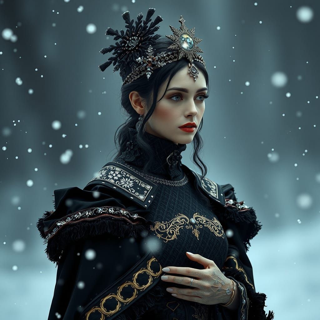 Elegant Woman in Winter Attire Digital Art