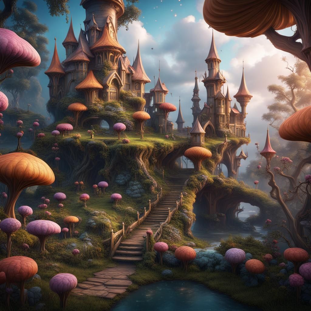 Whimsical Fairy Wonderland: Detailed Matte Painting