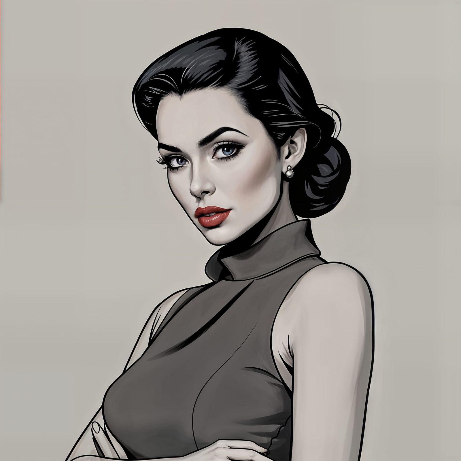 Surrealist Woman in Bold Pinstriping Art