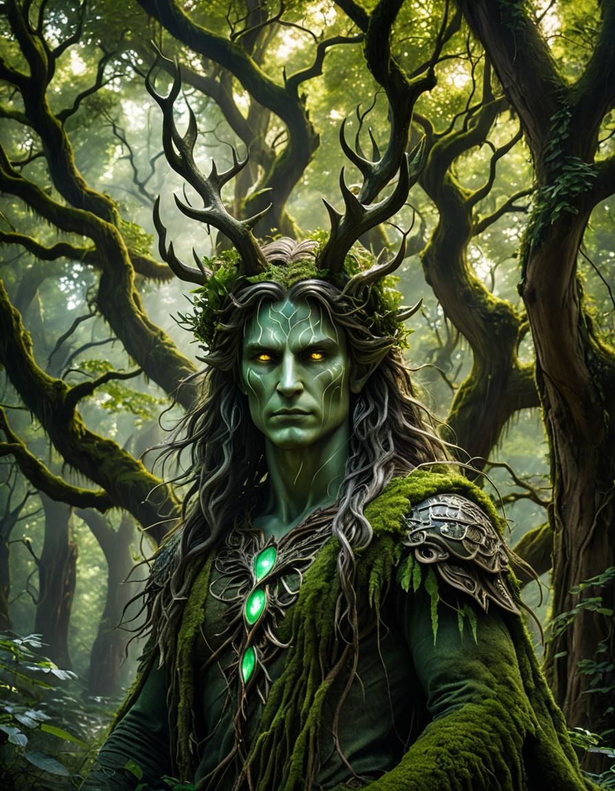 Enchanting Forest Spirit with Glowing Eyes