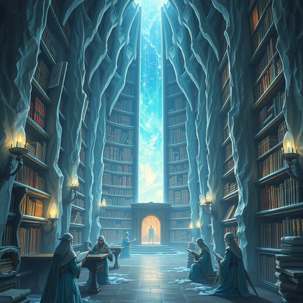 Timeless Wisdom in Crystal Spire Library