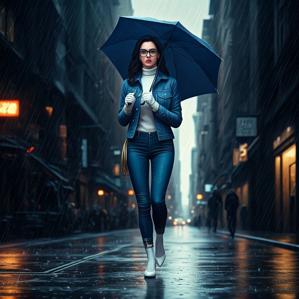 Diana Prince in Rain, Realistic Stylized Art