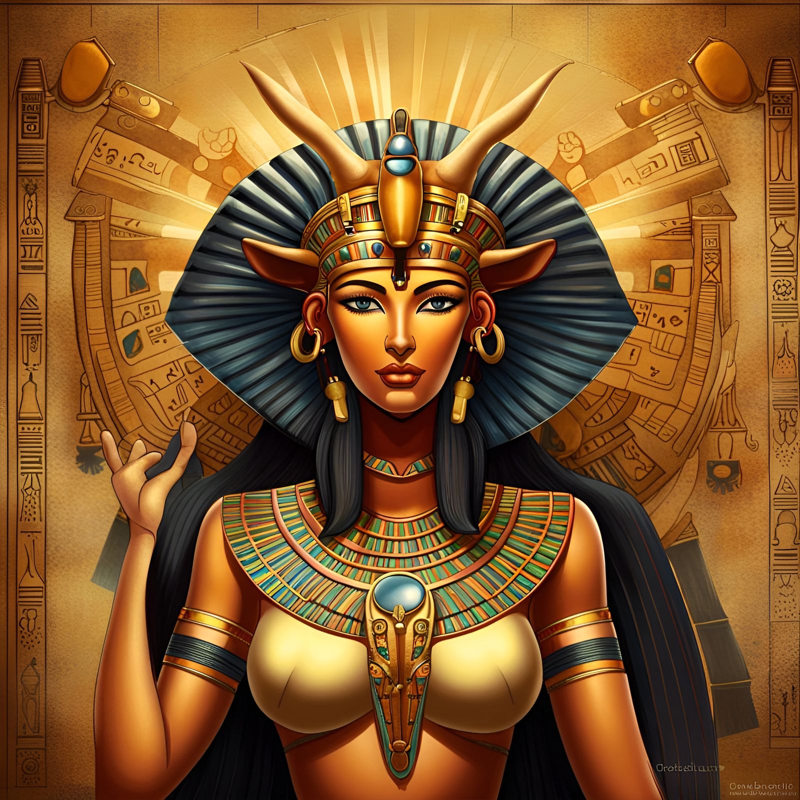 Goddess Hathor with Mechanical Details in Sci-Fi Style