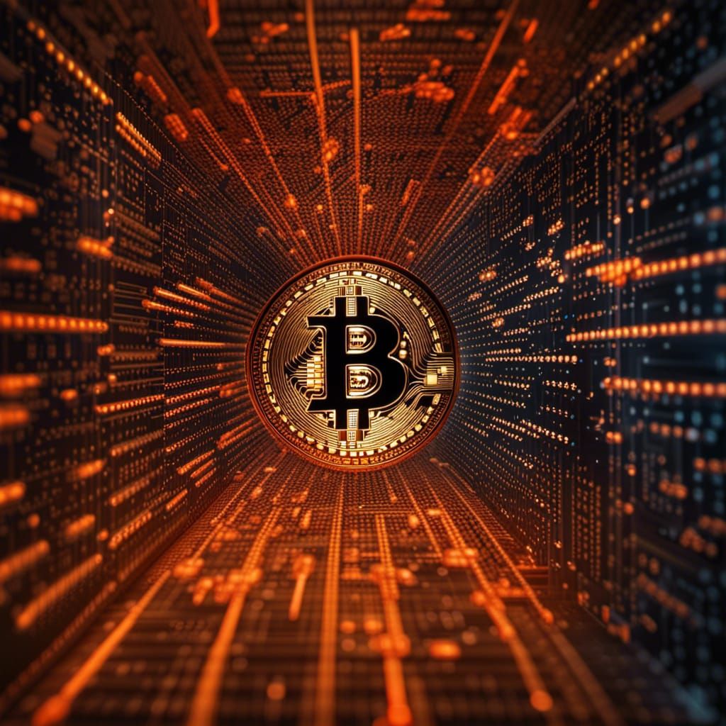 Hyperrealistic Bitcoin Logo in Flowing Matrix Code
