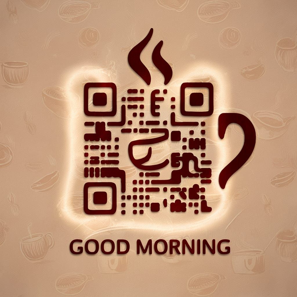 Coffee Cup QR Code with Cheerful Message
