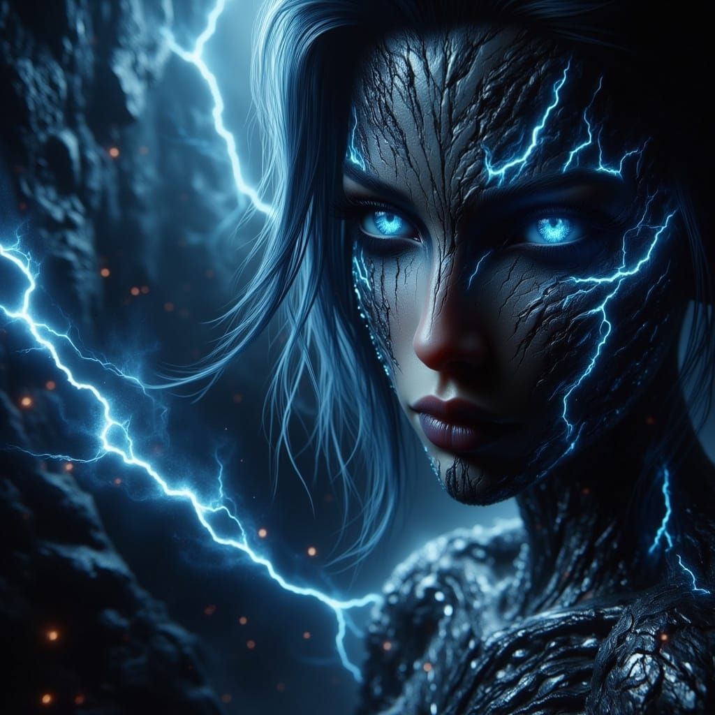 Electric Storm Unleashes Majestic Tiger in Darkened Landscap...