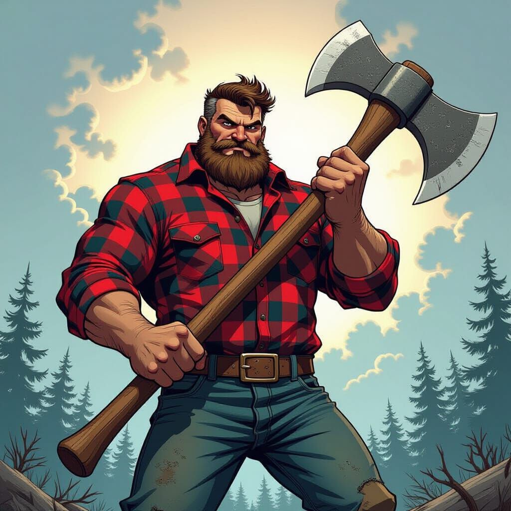 Paul Bunyan: Hyper-Realistic Comic Book Illustration