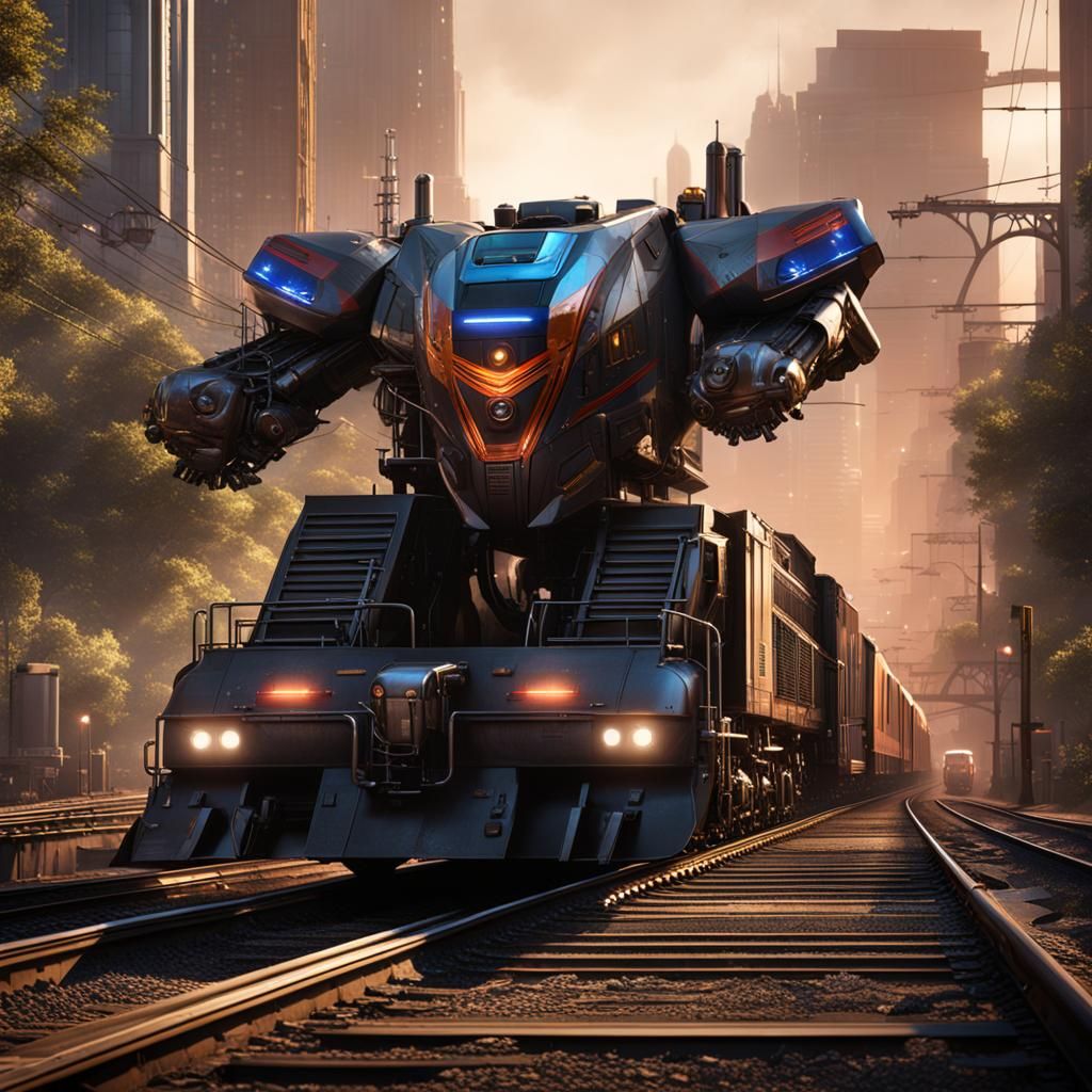 Amtrak Transformer in Detailed Matte Painting Style