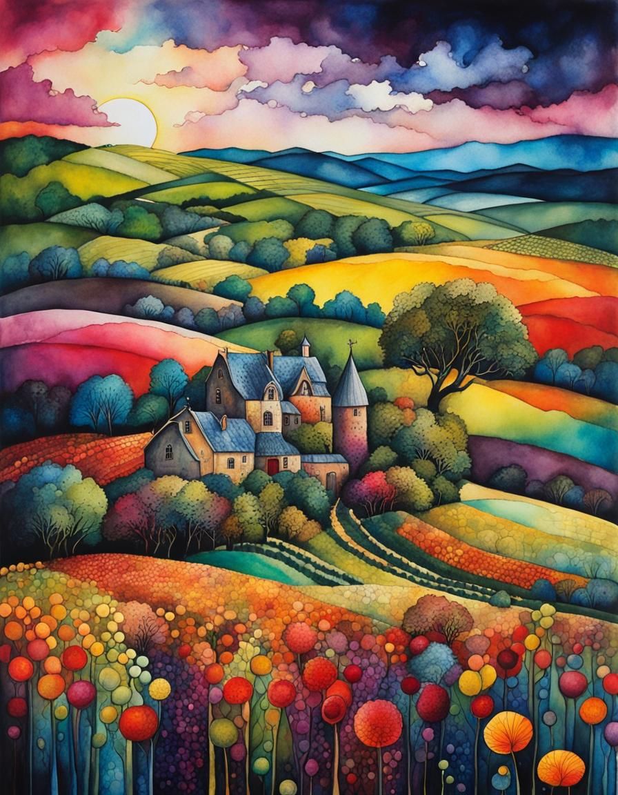 Surreal French Countryside in Springtime Fantasy
