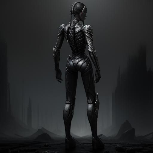 Sci-Fi Warrior in Chaotic Scene