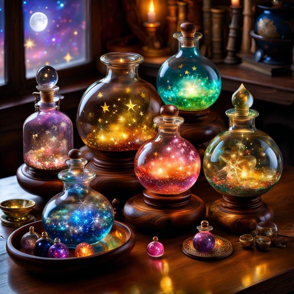 Antique Starlight Potions in Fantasycore Style