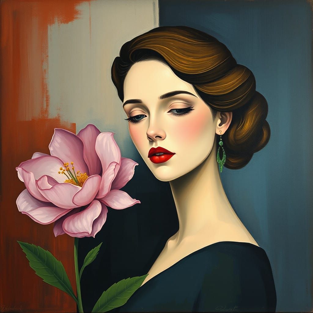 Woman with Minimalist Floral Touch