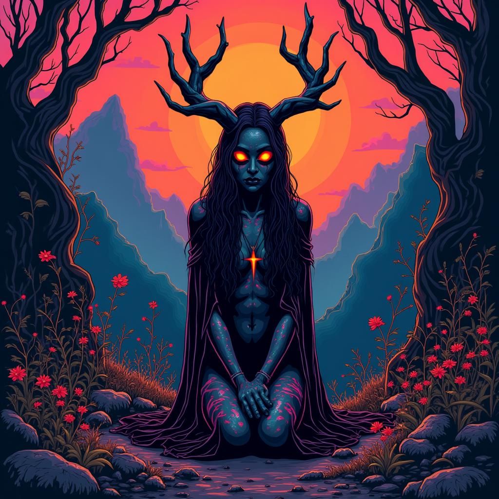 Mysterious Bruja in Pop Art Style