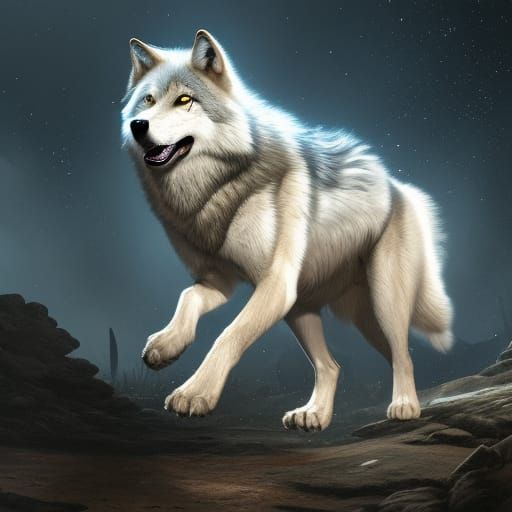 Timber Wolf Jumps Through Cosmic Portal