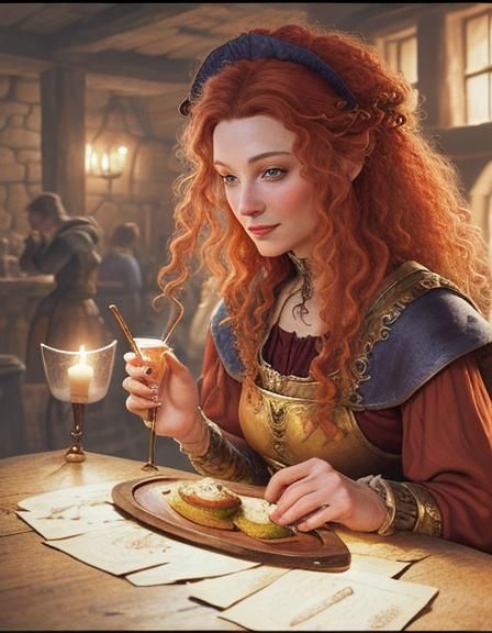 Medieval Tavern Wench in Brian Froud Style