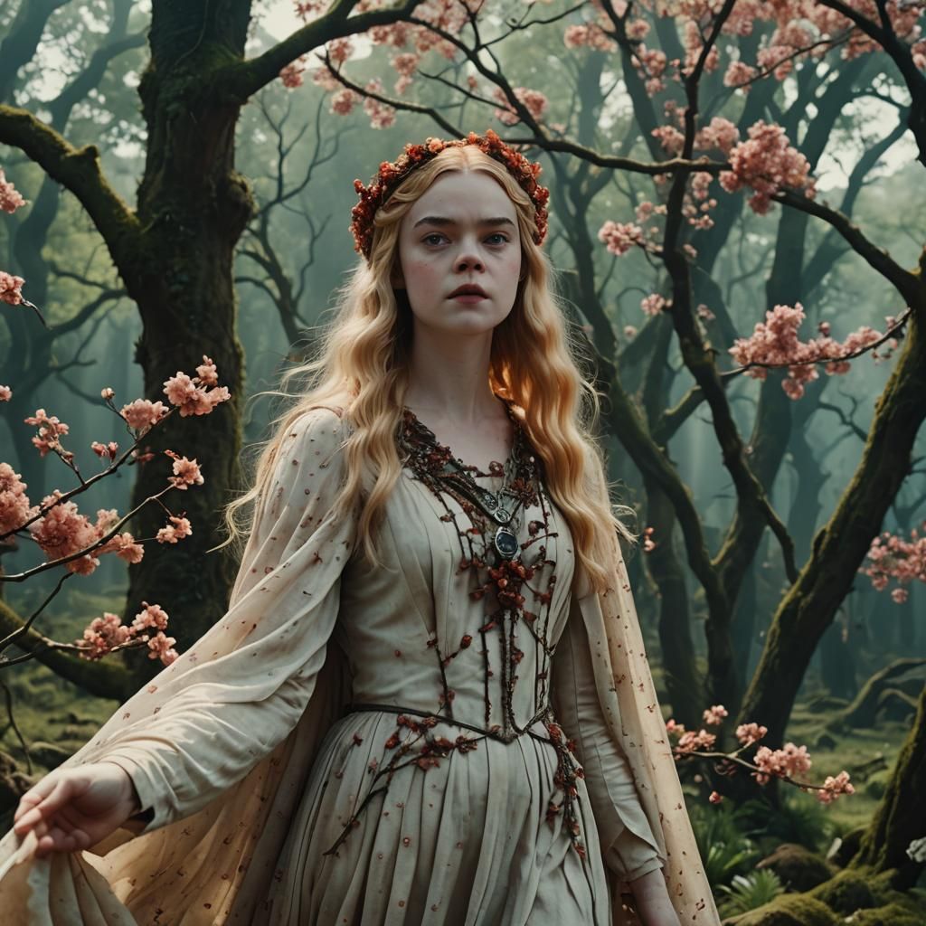 Elle Fanning as Persephone: Cinematic Film Still