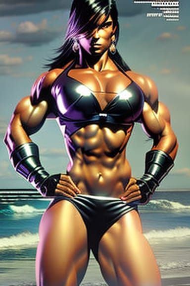 Heroic Bodybuilder Portrait in Comic Book Style