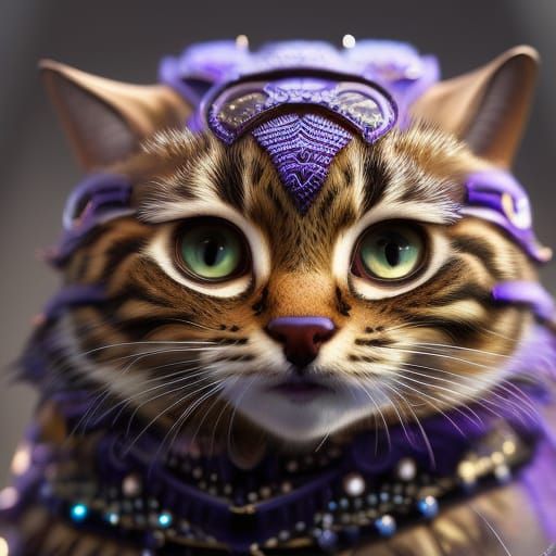 Detailed Tabby Cat Portrait as Digital Art