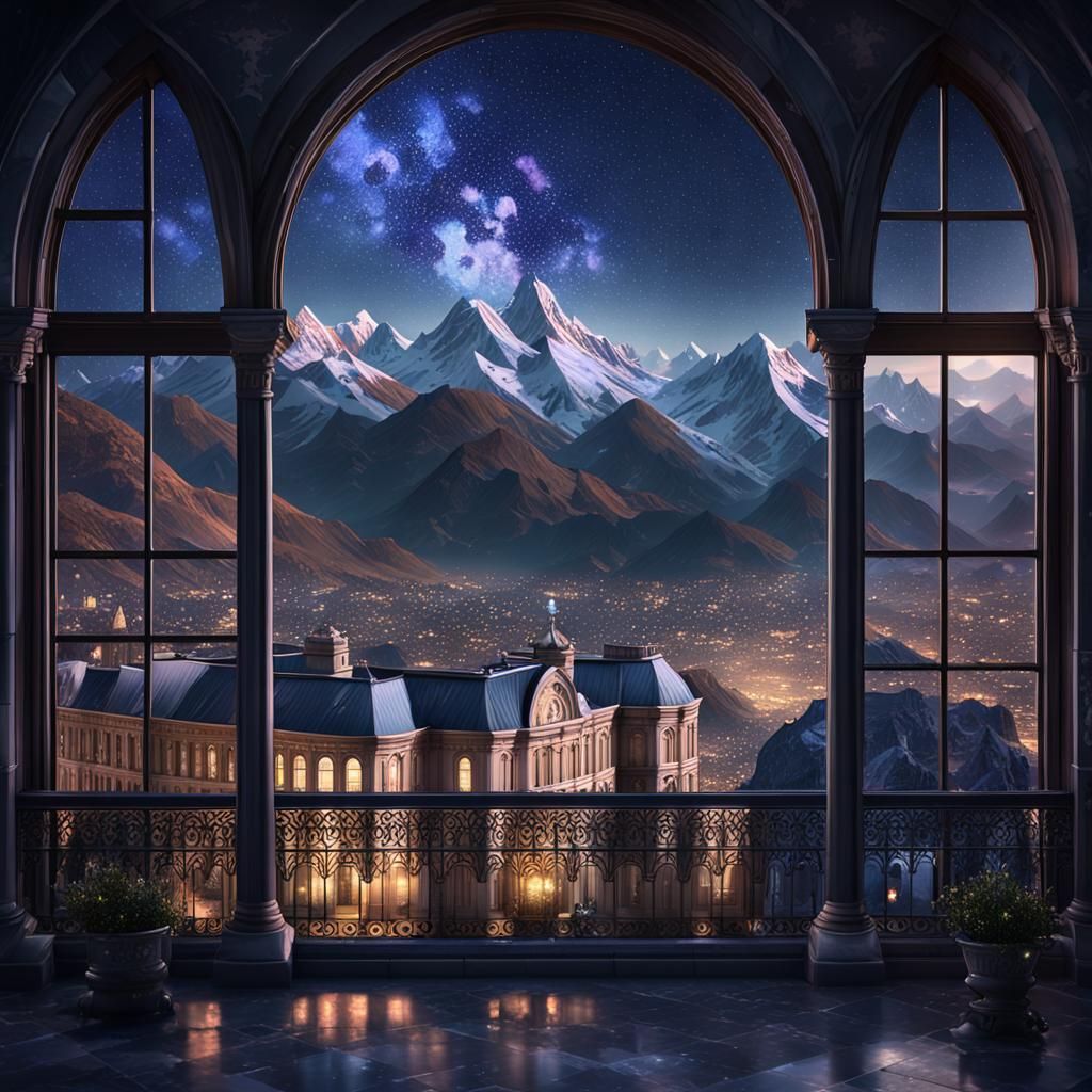 Velaris Cityscape at Night in Detailed Matte Painting