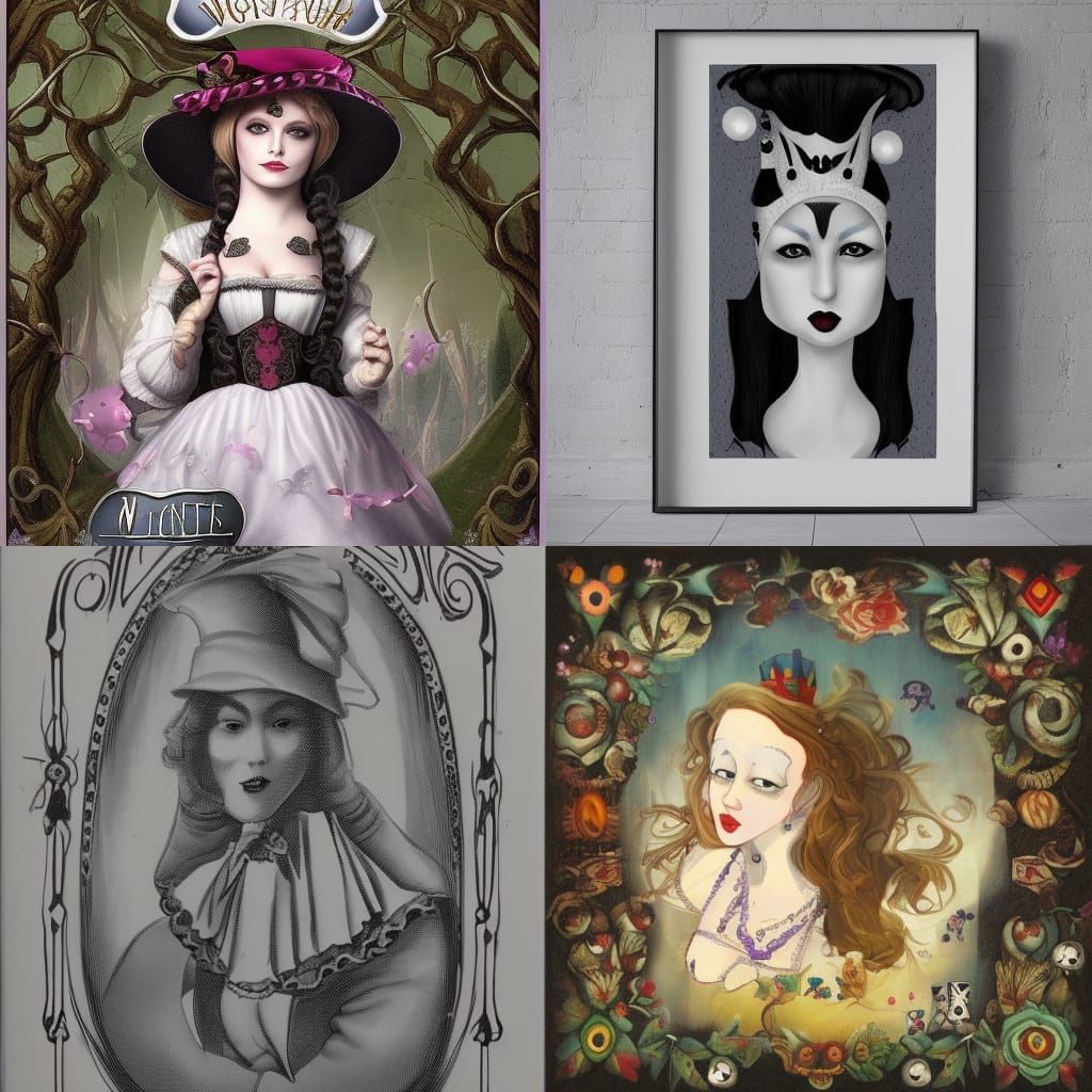 Wonderland Characters in a Digital Illustration