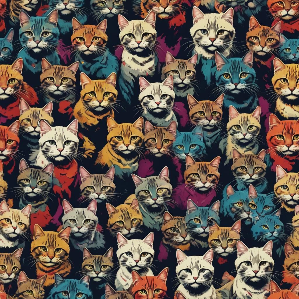 Pop Art Cat in Warhol Style