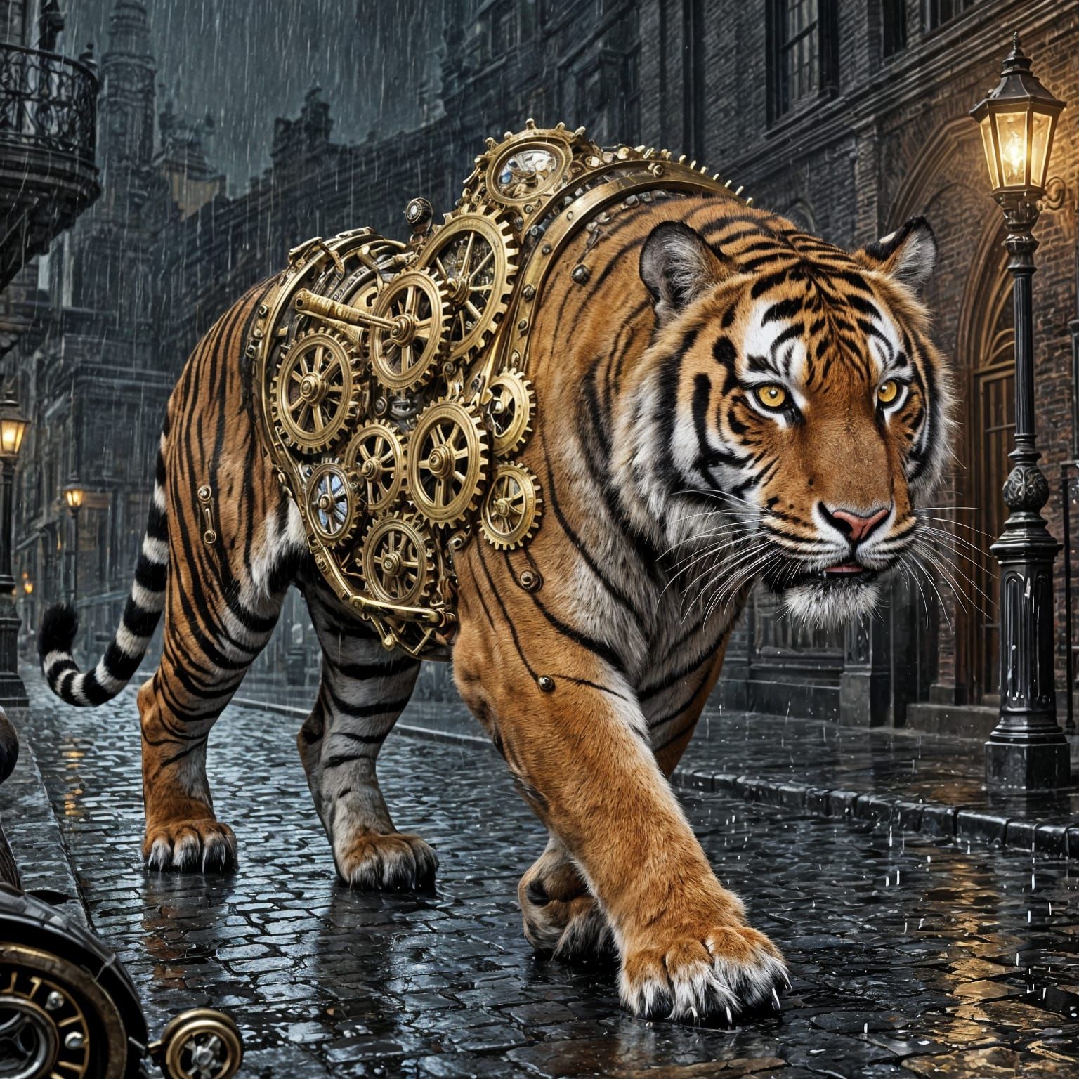Steampunk Tiger on Victorian Streets