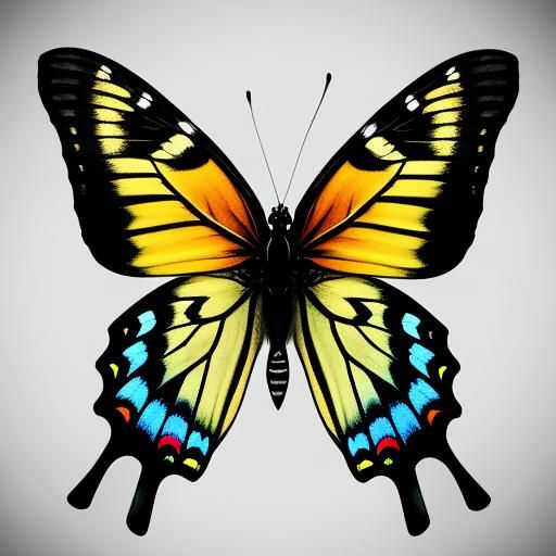 Brilliant Multicolored Butterfly in Hyperrealistic Detail